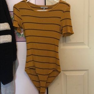 Charlotte Russe Black and Yellow striped bodysuit